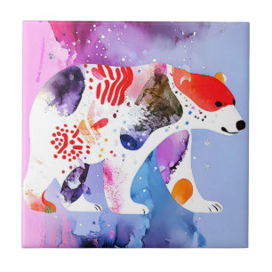 Celestial Bear with a Smile Ceramic Tile