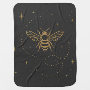 Celestial Bee Trail – Gold Cosmic Bee Baby Blanket