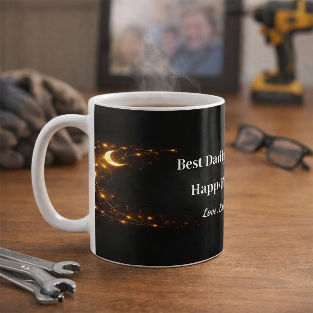 Celestial Best Dad Mug Black Gold Keepsake Gift (Creator Uploaded)