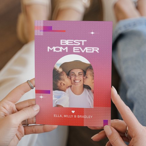 Celestial BEST MOM EVER Mothers Day Photo Holiday Card