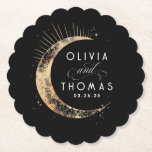 Celestial Black and Gold Mystical Wedding Paper Coaster<br><div class="desc">Mystical celestial black and gold wedding reception coasters</div>
