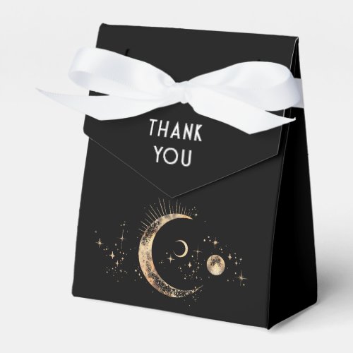 Celestial Black and Gold Wedding Thank You Favor Boxes