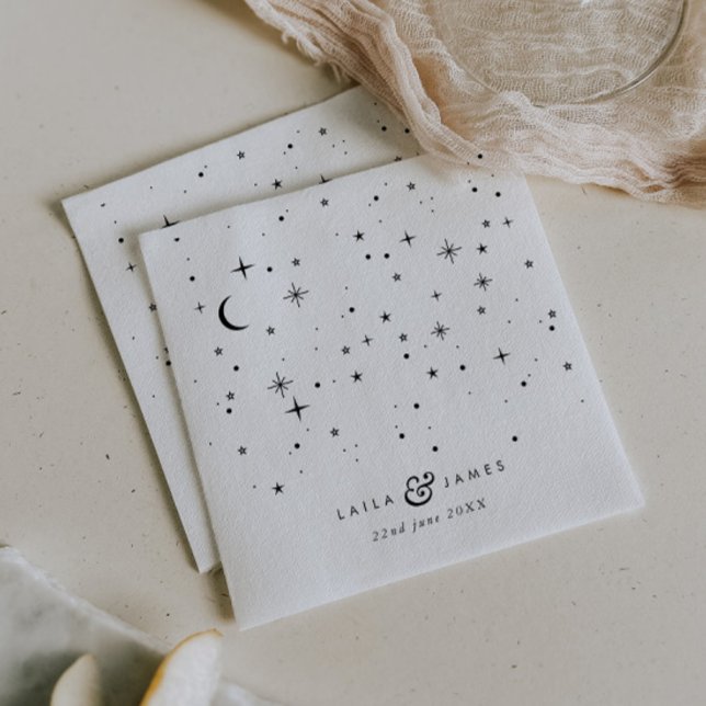 Celestial Black and White Wedding Napkins (Zazzle Celestial Black and White Wedding Napkins)