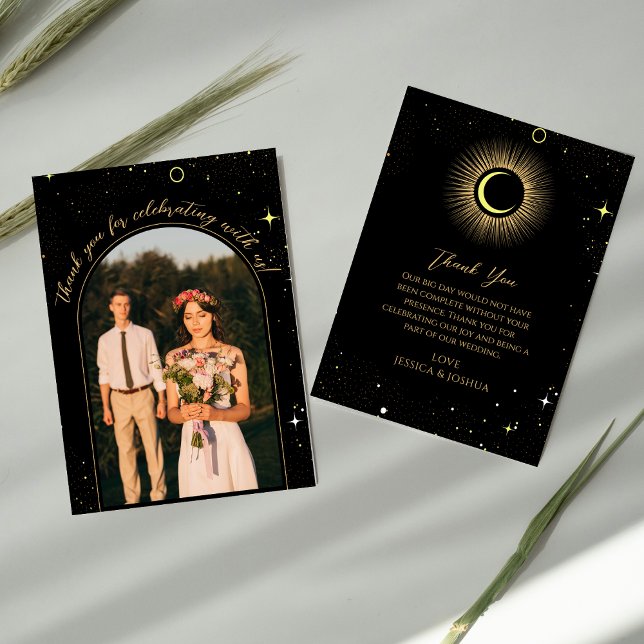 Celestial Black Arch Mystical Photo Thank You Card (Creator Uploaded)