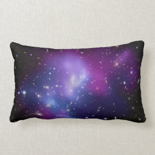 Celestial Black Blue and Purple Galaxy Cluster Lumbar Pillow