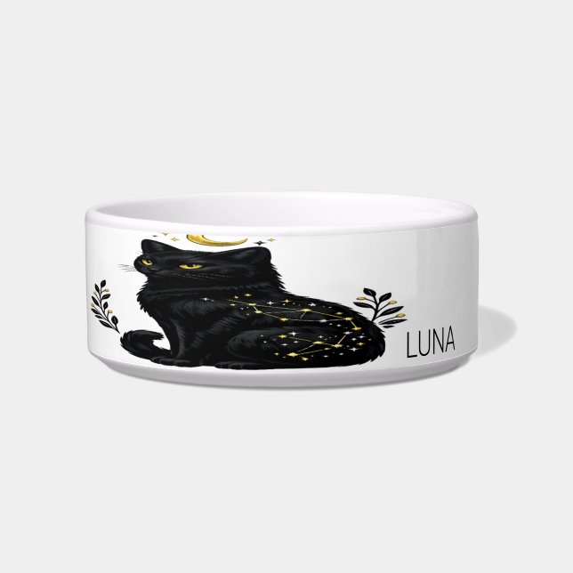 Celestial Black Cat Mystic Constellation Bowl (Front)