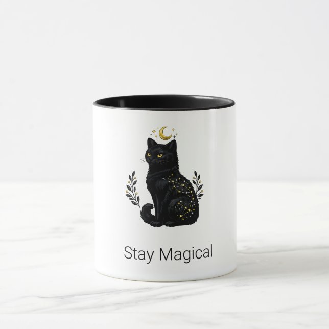 Celestial Black Cat Mystic Constellation Mug (Center)