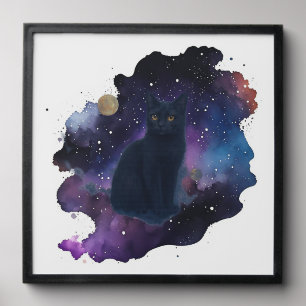 Celestial Black Cat Mystical Spirit Animal Cosmic Peel And Stick Photo Tile