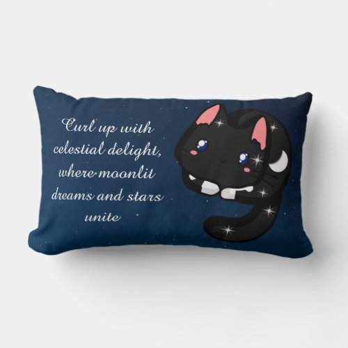 Celestial Black Cat Pillow For Cat and Star Lovers