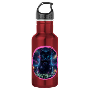 Celestial Black Cat Stainless Steel Water Bottle