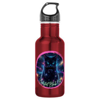 Celestial Black Cat Stainless Steel Water Bottle