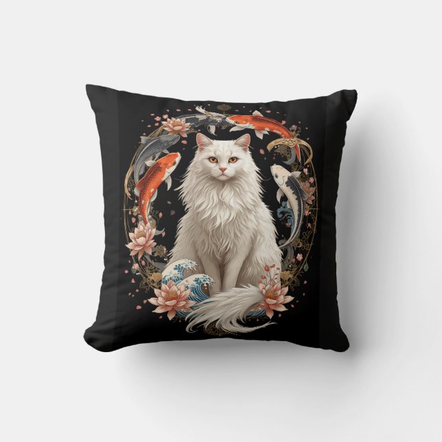 Celestial Black Cat Throw Pillow (Front)