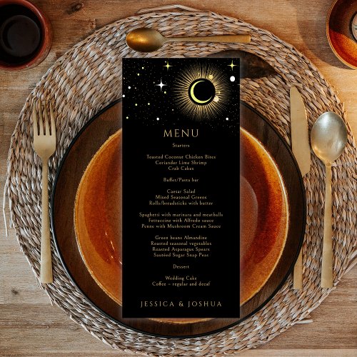 Celestial Black Galaxy Star Dust Wedding Menu