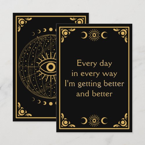 Celestial Black Gold Eyes Affirmation Card