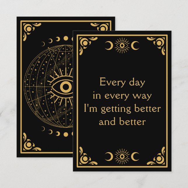 Celestial Black Gold Eyes Affirmation Card (Front/Back)