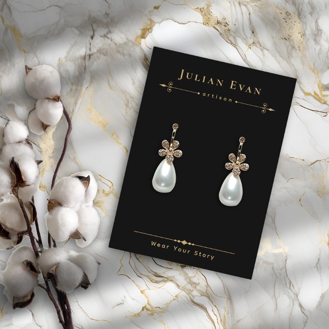 Celestial Black Gold Jewelry Earring Display Business Card (Celestial Black Gold Jewelry Earring Display Business Card)