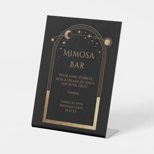 Celestial Black Gold Mimosa Bar Sun Moon Stars 