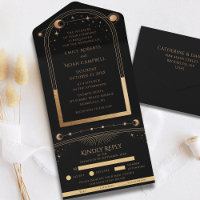 Celestial Black Gold Sun Moon Astronomy Wedding