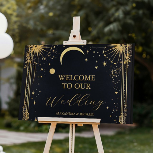 Celestial Black Gold Sun Moon Astronomy Wedding Foam Board (Creator Uploaded)