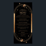 Celestial Black Gold Sun Moon Stars 30th Birthday  Poster<br><div class="desc">Celestial Black Gold Sun Moon Stars 30th Birthday Menu Cards features a golden sun,  moon and stars on a black background with your menu details in the center in modern gold calligraphy script. Personalize by editing the text in the text boxes provided. Designed for you by Evco Studio www.zazzle.com/store/evcostudio</div>