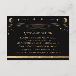Celestial Black Gold Sun Moon Stars Accommodation Enclosure Card