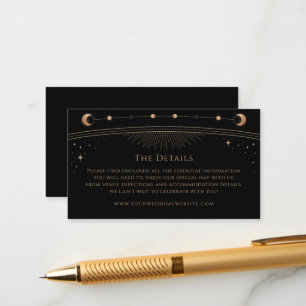 Celestial Black Gold Wedding Details Enclosure Card