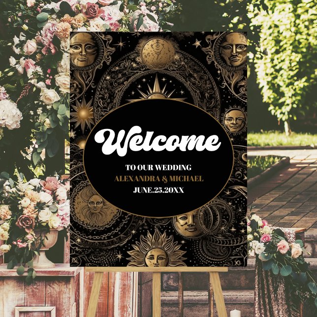 Celestial Black Gold Wedding Photo Foam Board (Creator Uploaded)