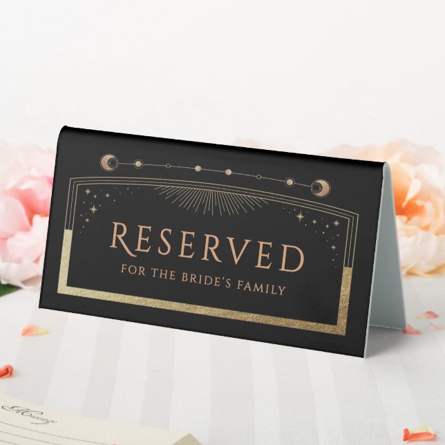 Celestial Black Gold Wedding Reserved Table Tent (In SItu (Wedding))
