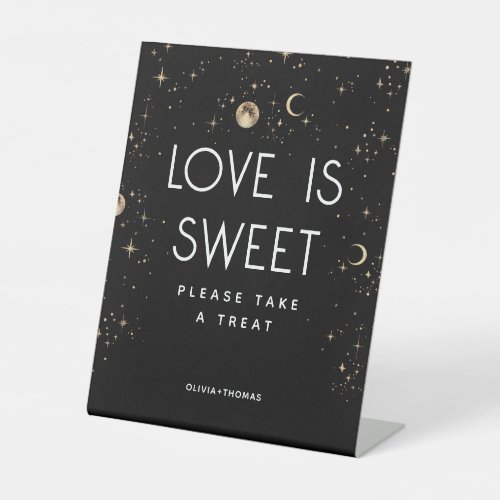 Celestial Black Love is Sweet Wedding Pedestal Sign