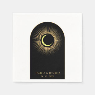 Celestial Black Mystical Sun Moon Napkins