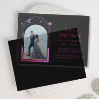 Celestial Black Purple Photo Wedding Save The Date