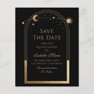 Celestial Black Save The Date Birthday Quinceanera