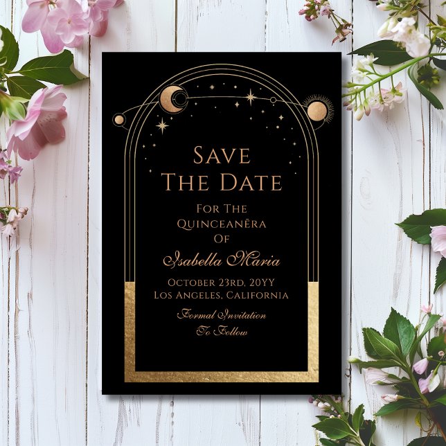 Celestial Black Save The Date Birthday Quinceanera (Creator Uploaded)