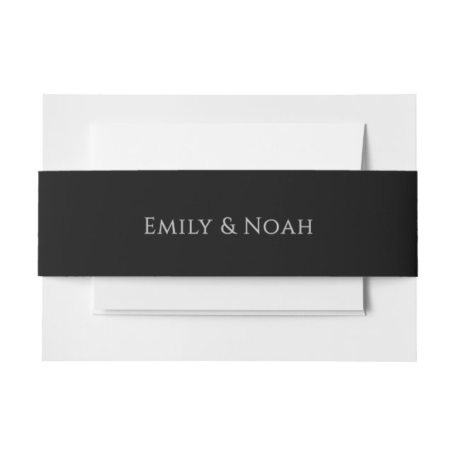 Celestial Black Silver Sun Moon Stars Wedding  Invitation Belly Band (Front Example)