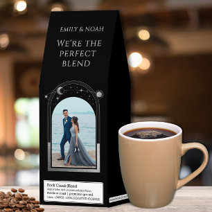 Celestial Black Silver Sun Moon Stars Wedding Roasted Coffee