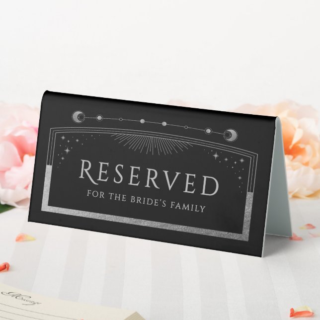 Celestial Black Silver Wedding Reserved Table Tent (In SItu (Wedding))