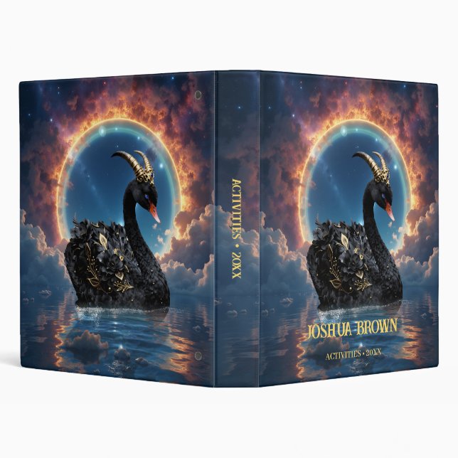 Celestial Black Swan Guardian of the Moonfire Veil 3 Ring Binder (Background)