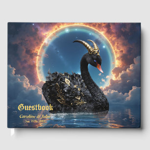 Celestial Black Swan Guardian of the Moonfire Veil Guest Book