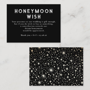 Celestial Black Wedding Honeymoon Wish Enclosure Card