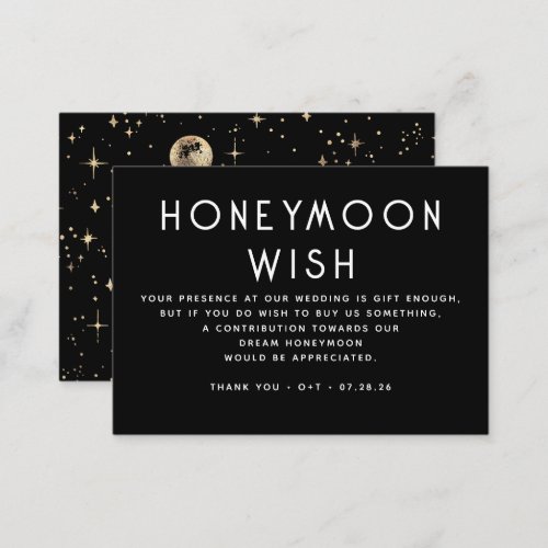 Celestial Black Wedding Honeymoon Wish Enclosure Card