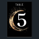 Celestial Black Wedding Table Number Card<br><div class="desc">Mystical celestial black and gold wedding table number card</div>