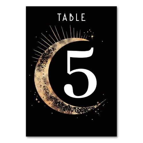 Celestial Black Wedding Table Number Card