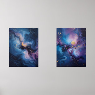 Celestial Bloom: A Nebula in Motion Wall Art Sets