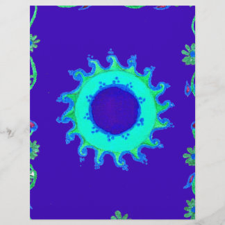 Celestial Bloom: Iridescent Blue Cyan Floral Motif