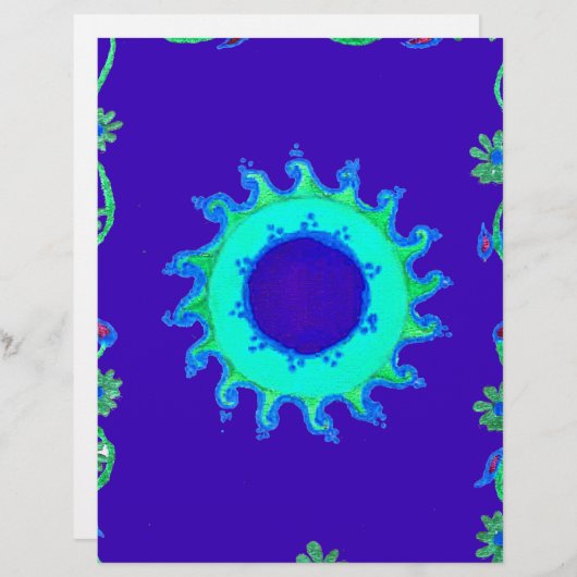 Celestial Bloom: Iridescent Blue Cyan Floral Motif (Front/Back)