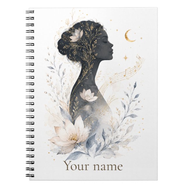 Celestial Bloom Personalized Floral Notebook (Front)