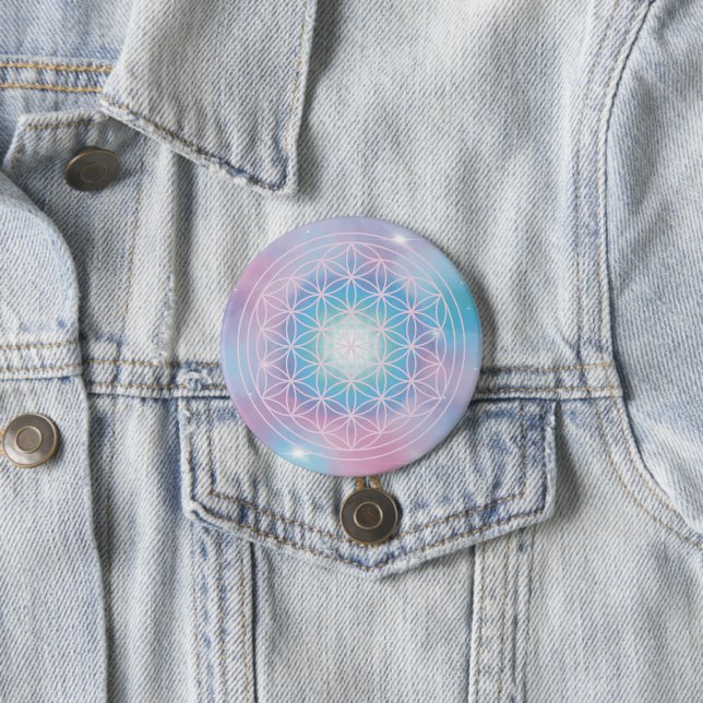 Celestial Bloom – Sacred Geometry Button (In Situ)