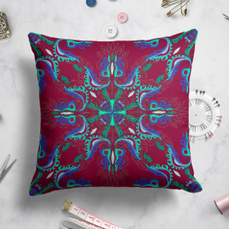 Celestial Bloom Star Pillow in Magenta