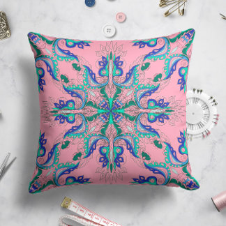 Celestial Bloom Star Pillow in Pastel Pink