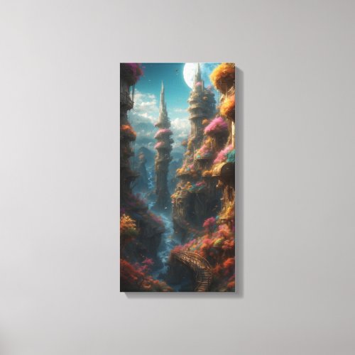 Celestial Bloom Whimsical Dystopia Stretched Canv Canvas Print